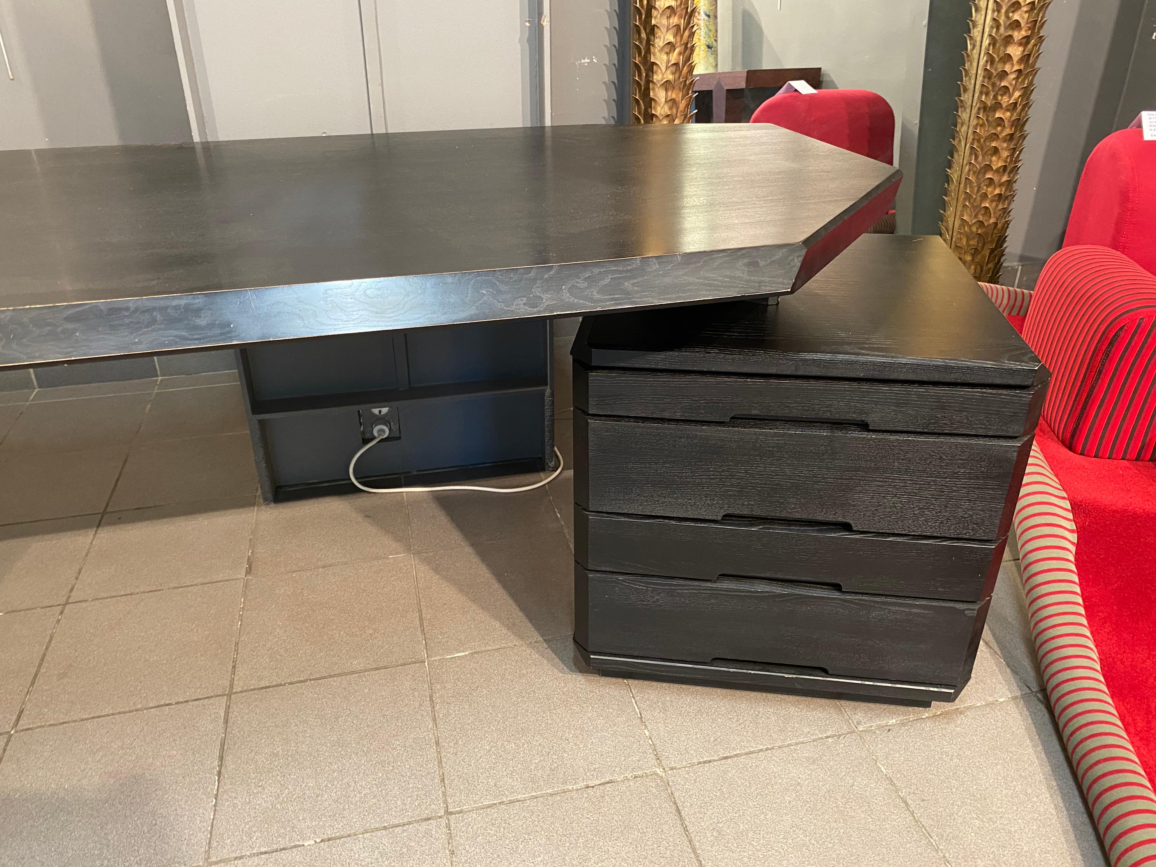 Europeo Pierre Chapo Exceptional Chapo Stone Desk B40, versione molto rara in frassino nero in vendita