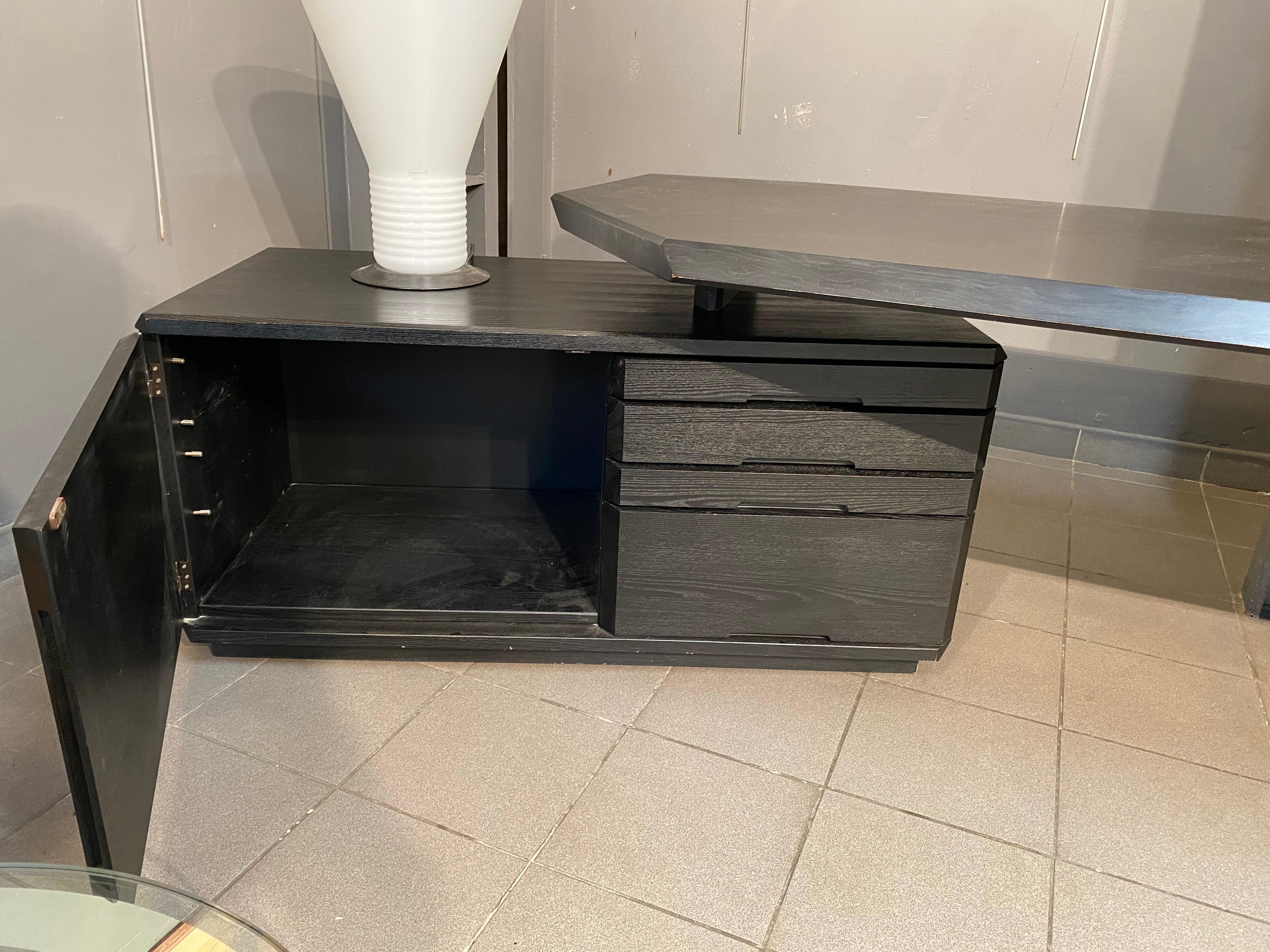 Frassino Pierre Chapo Exceptional Chapo Stone Desk B40, versione molto rara in frassino nero in vendita