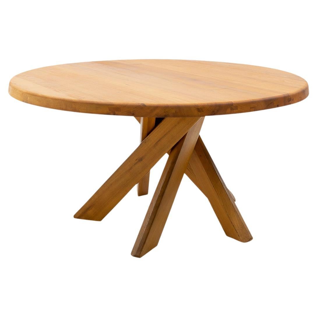 Pierre Chapo, Five Legged T21D Round Dining Table, 1980s, French Design Classic