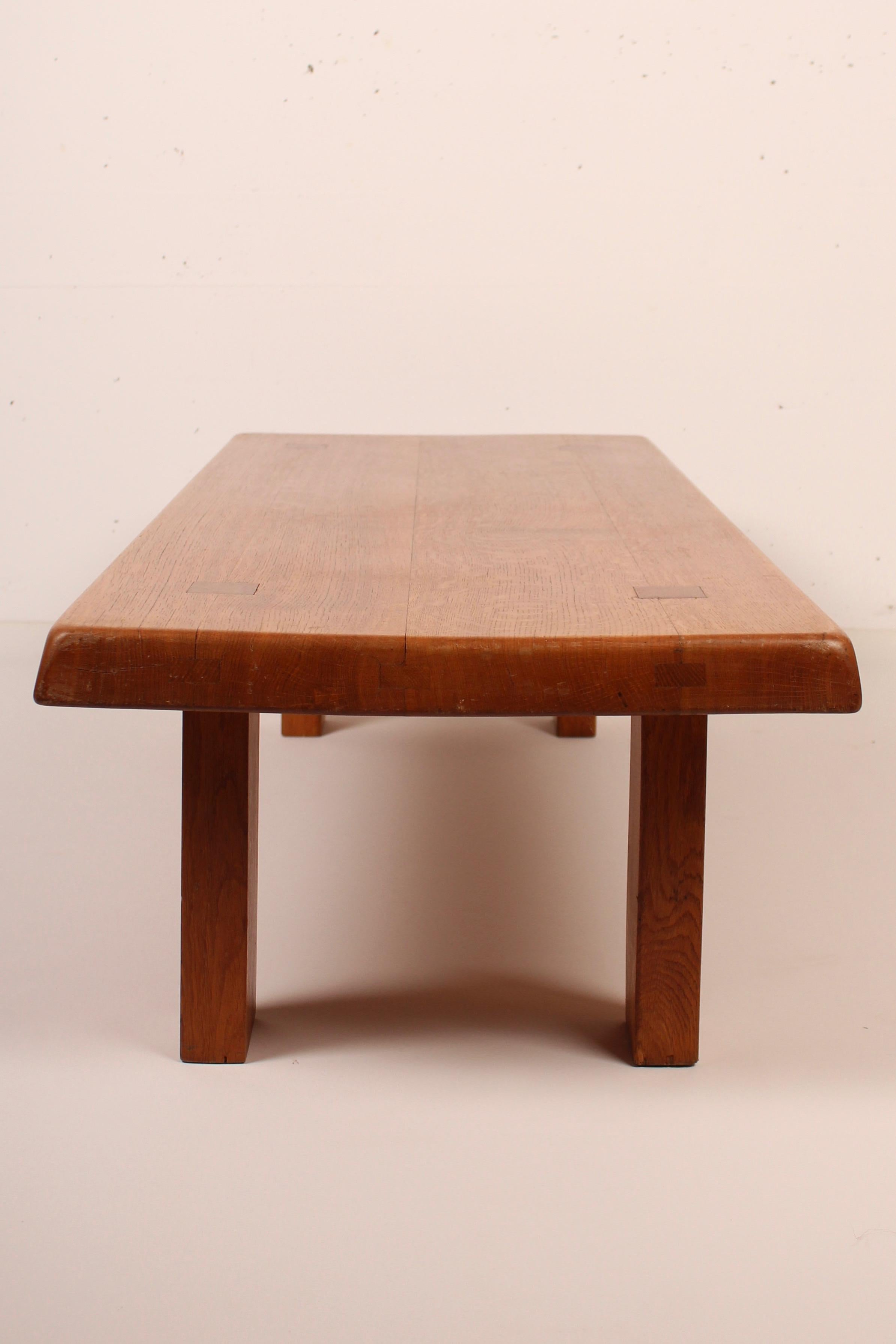 Mid-Century Modern Pierre Chapo Four-Mortise Coffee Table, T08, French Elm, 1965