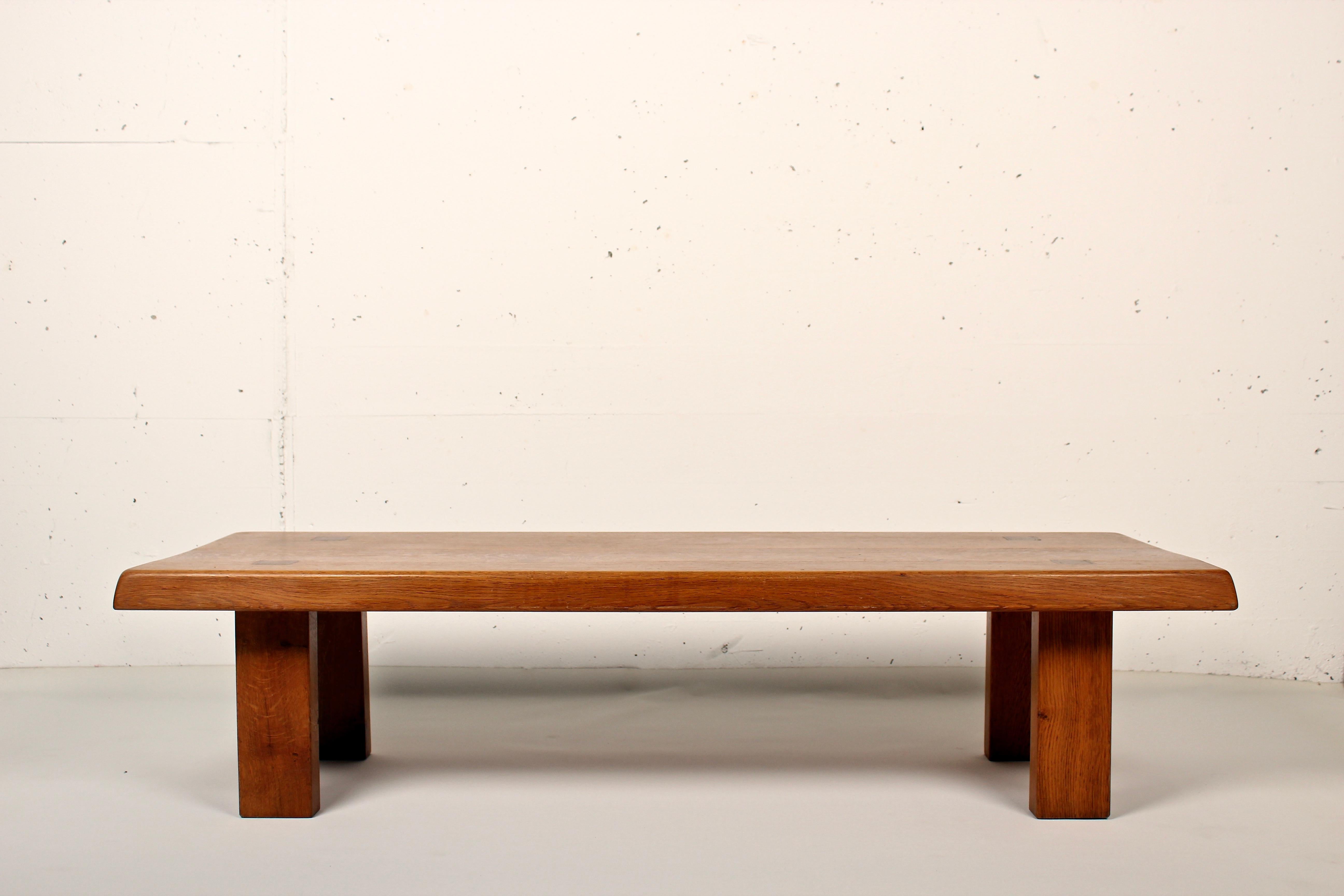 Pierre Chapo Four-Mortise Coffee Table, T08, French Elm, 1965 1