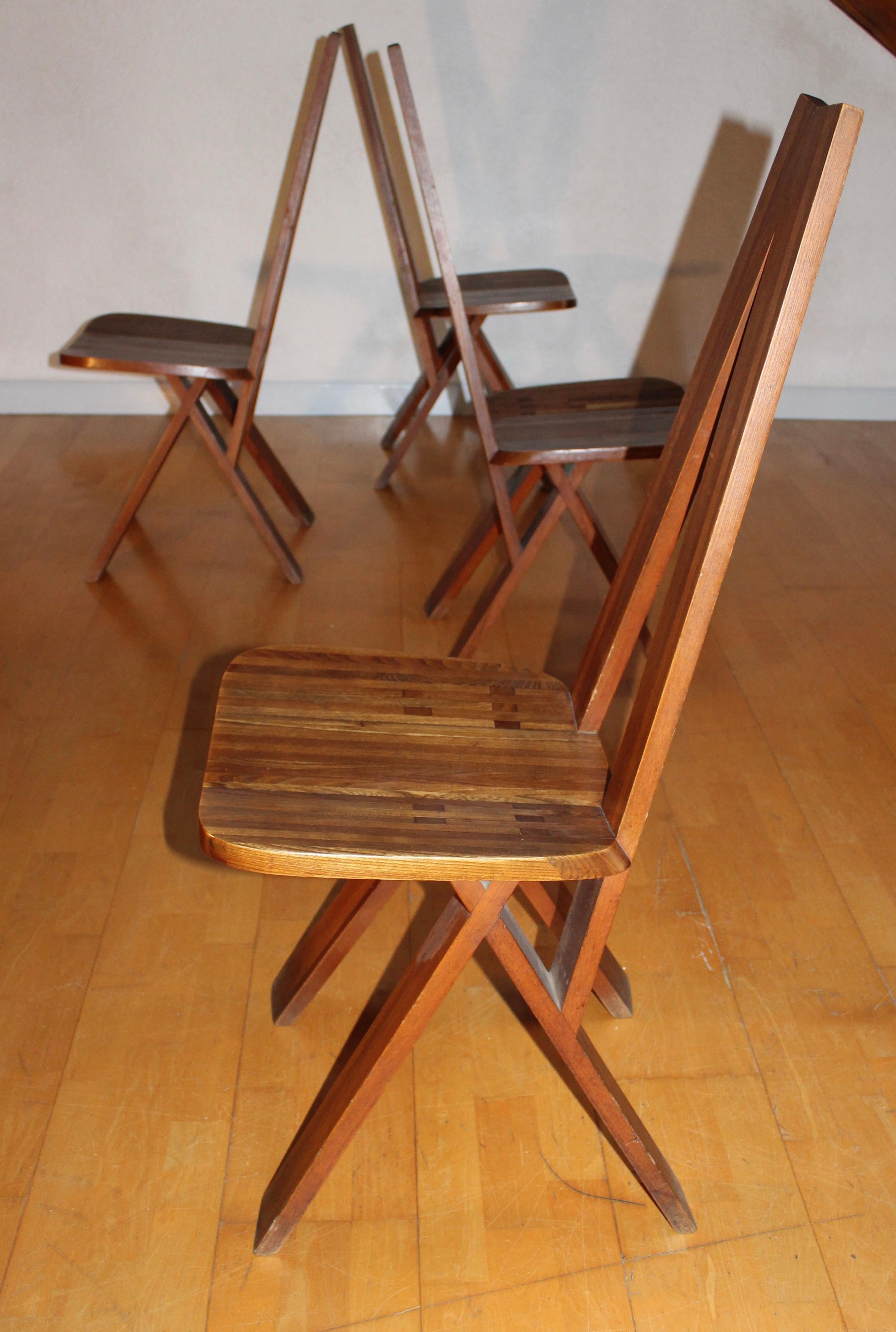 French Pierre Chapo Four Original S45 Chairs Elmwood