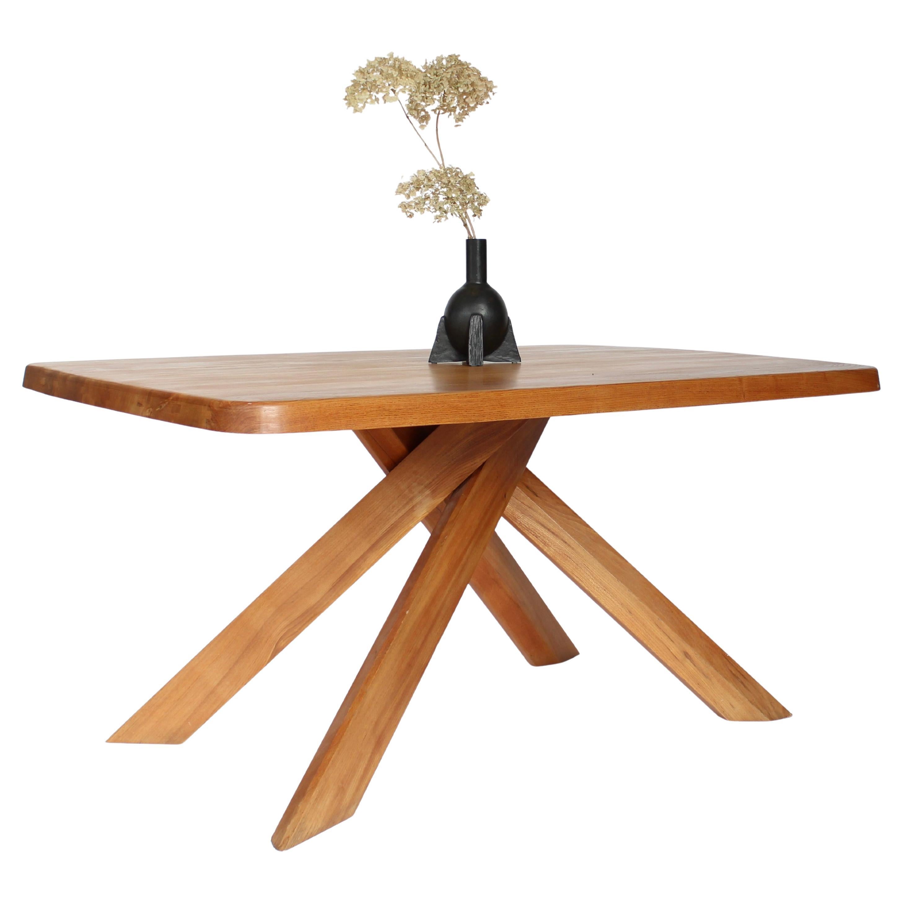 Mesa de comedor francesa Pierre Chapo Modelo T35B Olmo, Francia, circa 1972