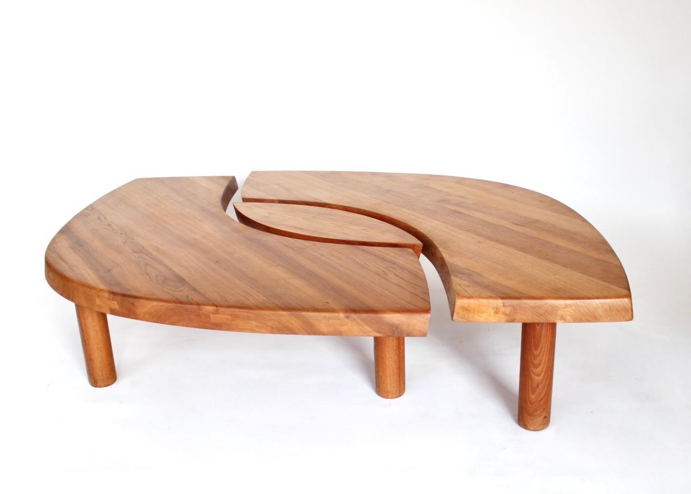 Pierre Chapo French Elm Wood Coffee Table Model T22 C 1967 3