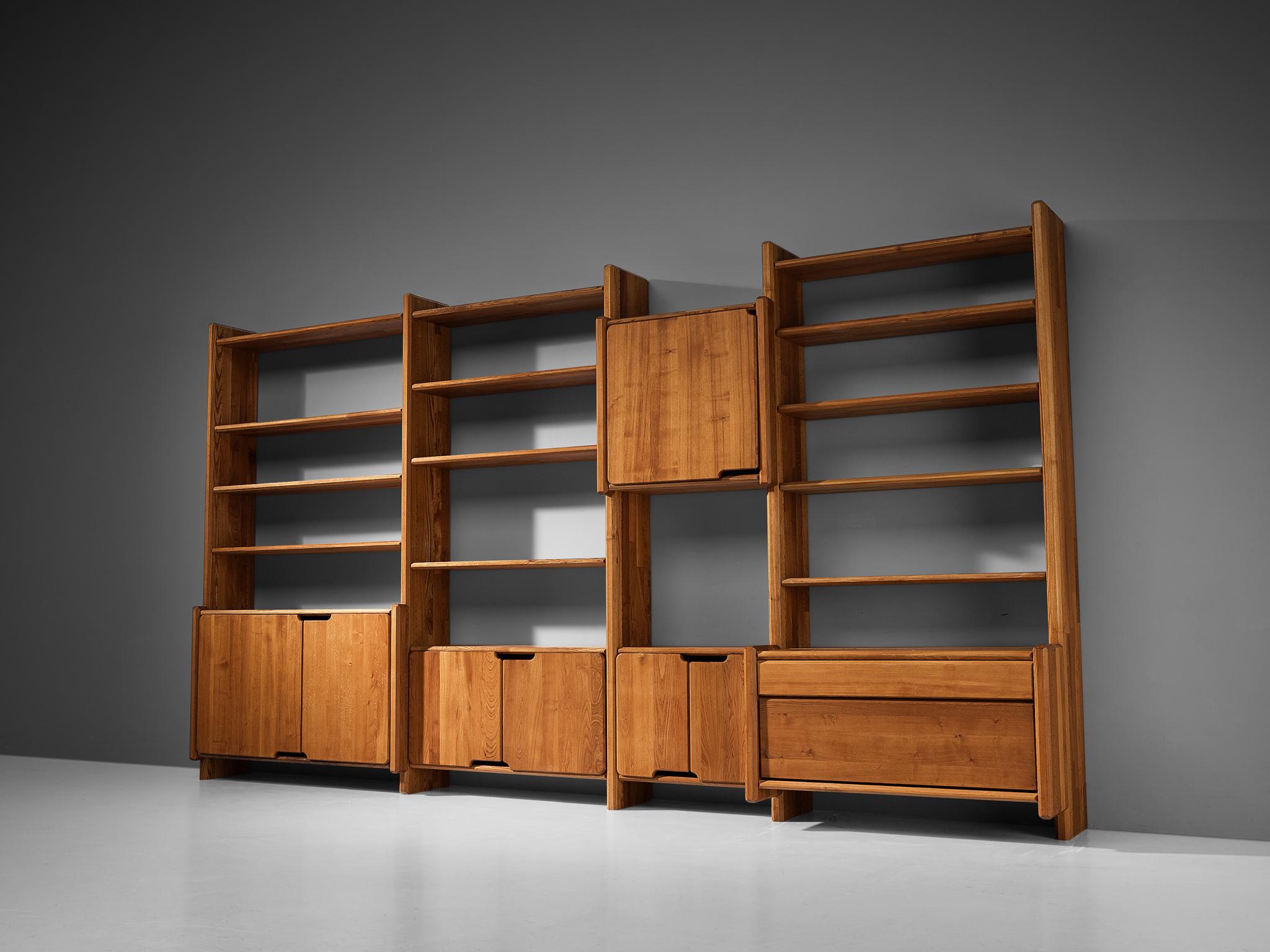 Mid-Century Modern Early Pierre Chapo 'Go' Modular Bookcase in Solid Elm