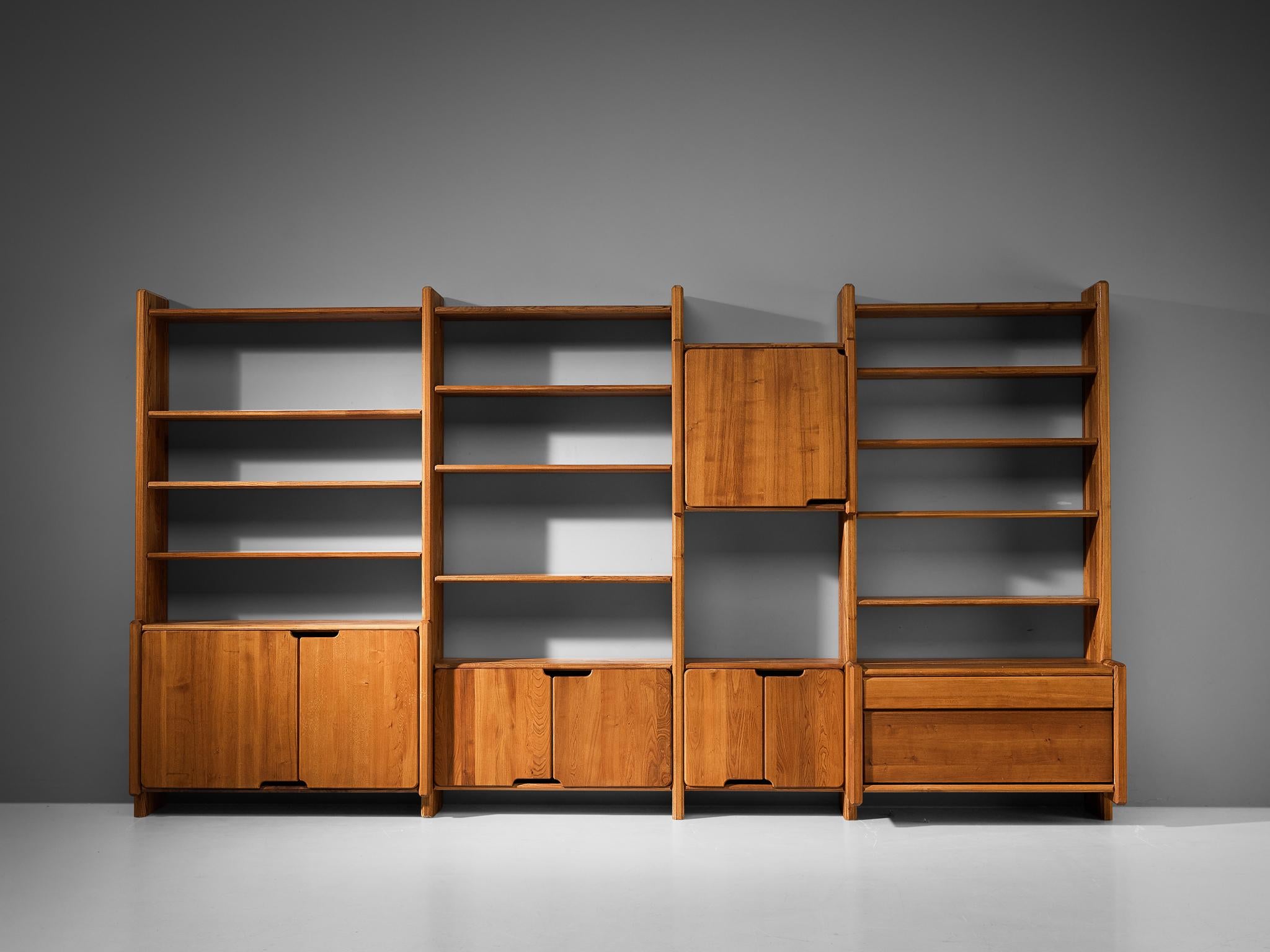 Late 20th Century Early Pierre Chapo 'Go' Modular Bookcase in Solid Elm