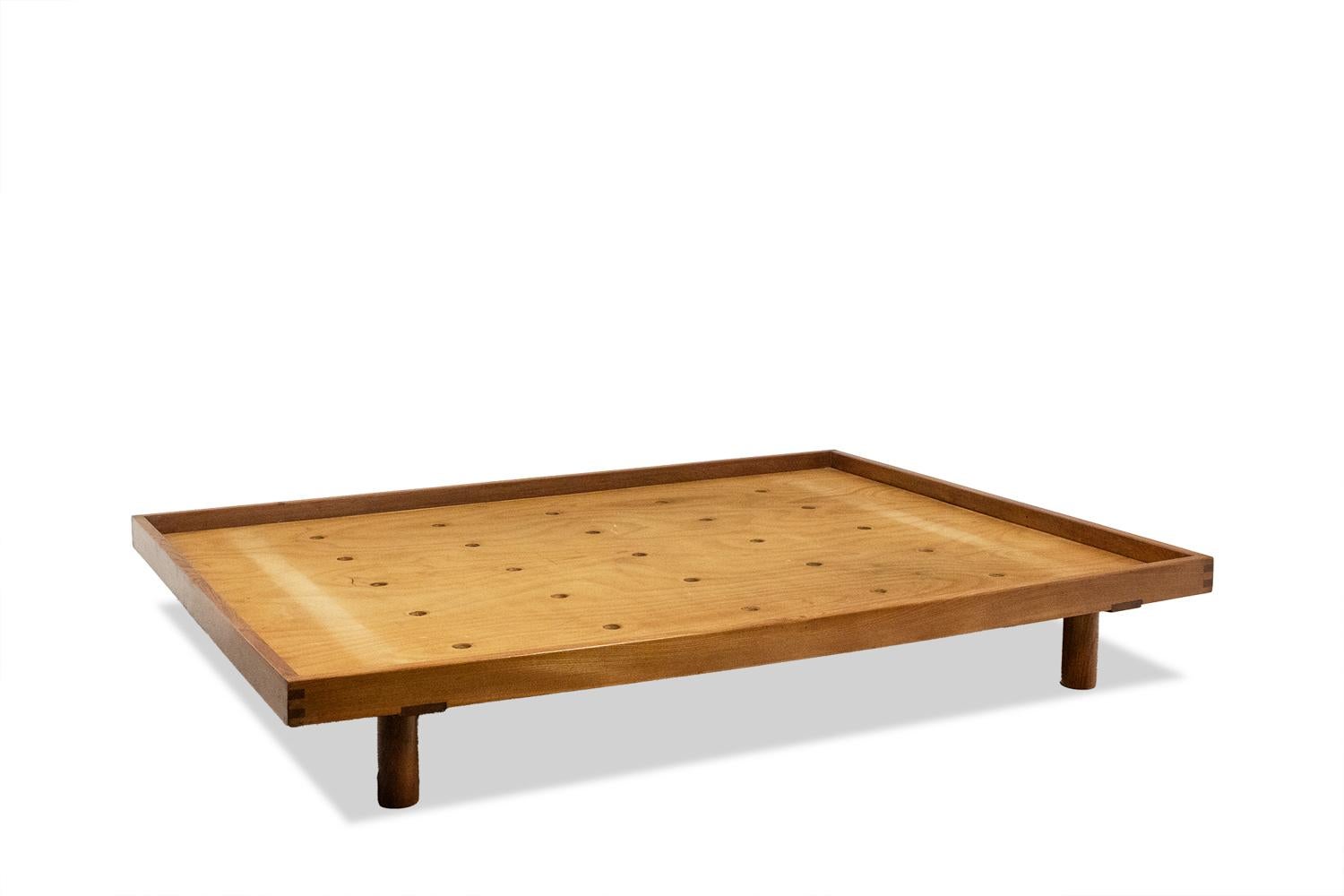 French Pierre Chapo. “Godot” model blond oak bed. 1960s. For Sale
