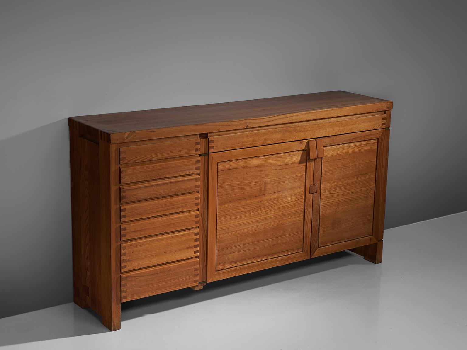 French Pierre Chapo High Sideboard in Solid Elm