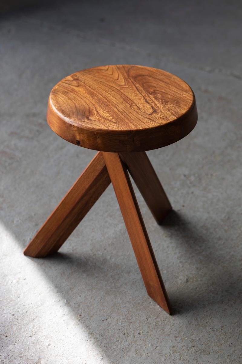 Pierre Chapo Iconic Stool Model 'S31', Elm Wood, France, 1974 1