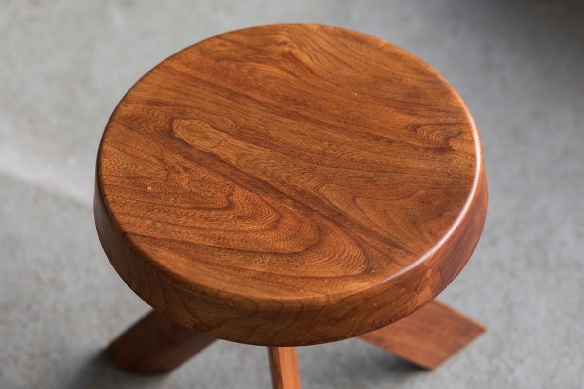 Pierre Chapo Iconic Stool Model 'S31', Elm Wood, France, 1974 2