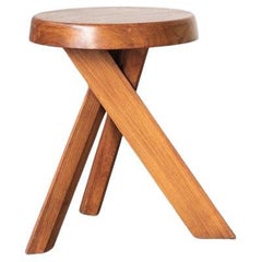 Tabouret emblématique Pierre Chapo modèle S31, bois d'orme, France, 1974 