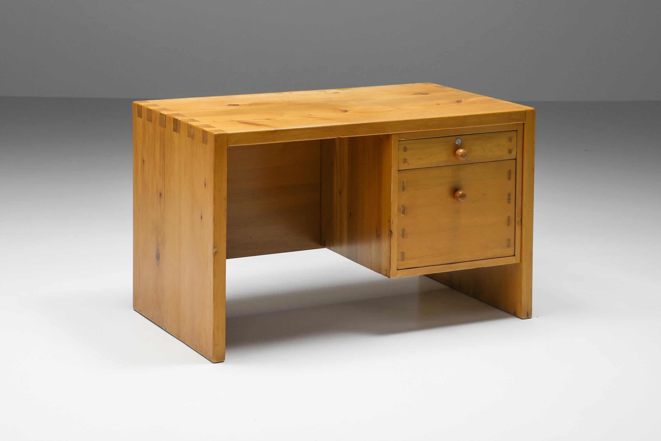 Mid-Century Modern  Pierre Chapo Insp. Office Desk with Drawers, French Craftsmanship, 1960's