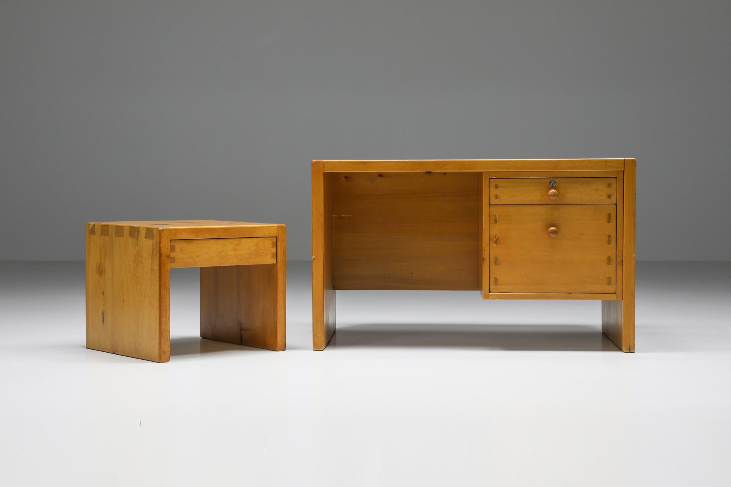 Pierre Chapo Insp. Side Table with Drawer, French Craftsmanship, 1960's 6
