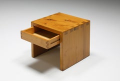 Pierre Chapo Insp. Beistelltisch mit Schublade, französische Handwerkskunst, 1960er Jahre