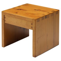 Pierre Chapo Insp. Table d'appoint avec tiroir, artisanat français, années 1960