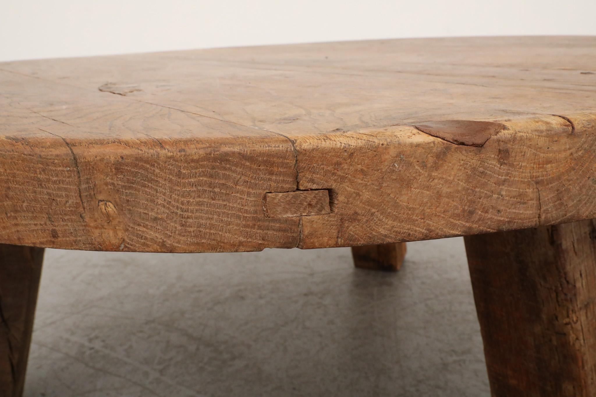 Pierre Chapo Inspired 1960s Hand Waxed Brutalist Oak Coffee Table 4