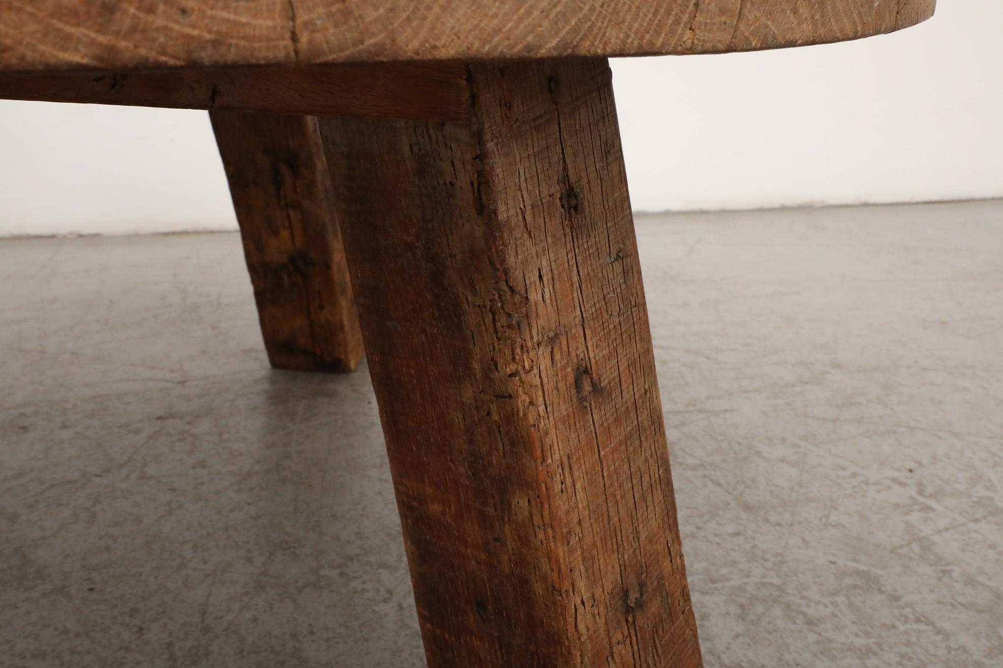 Pierre Chapo Inspired 1960s Hand Waxed Brutalist Oak Coffee Table 5