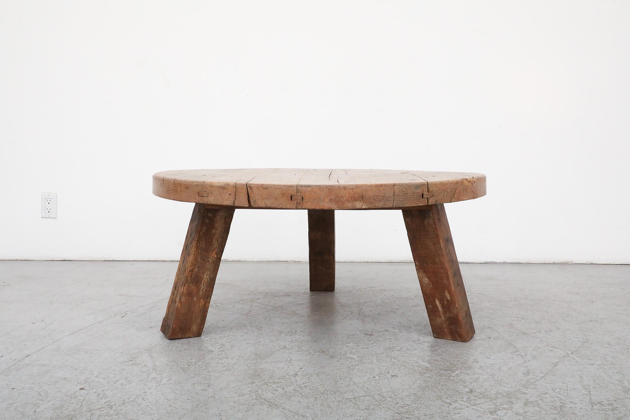Pierre Chapo Inspired 1960s Hand Waxed Brutalist Oak Coffee Table 7