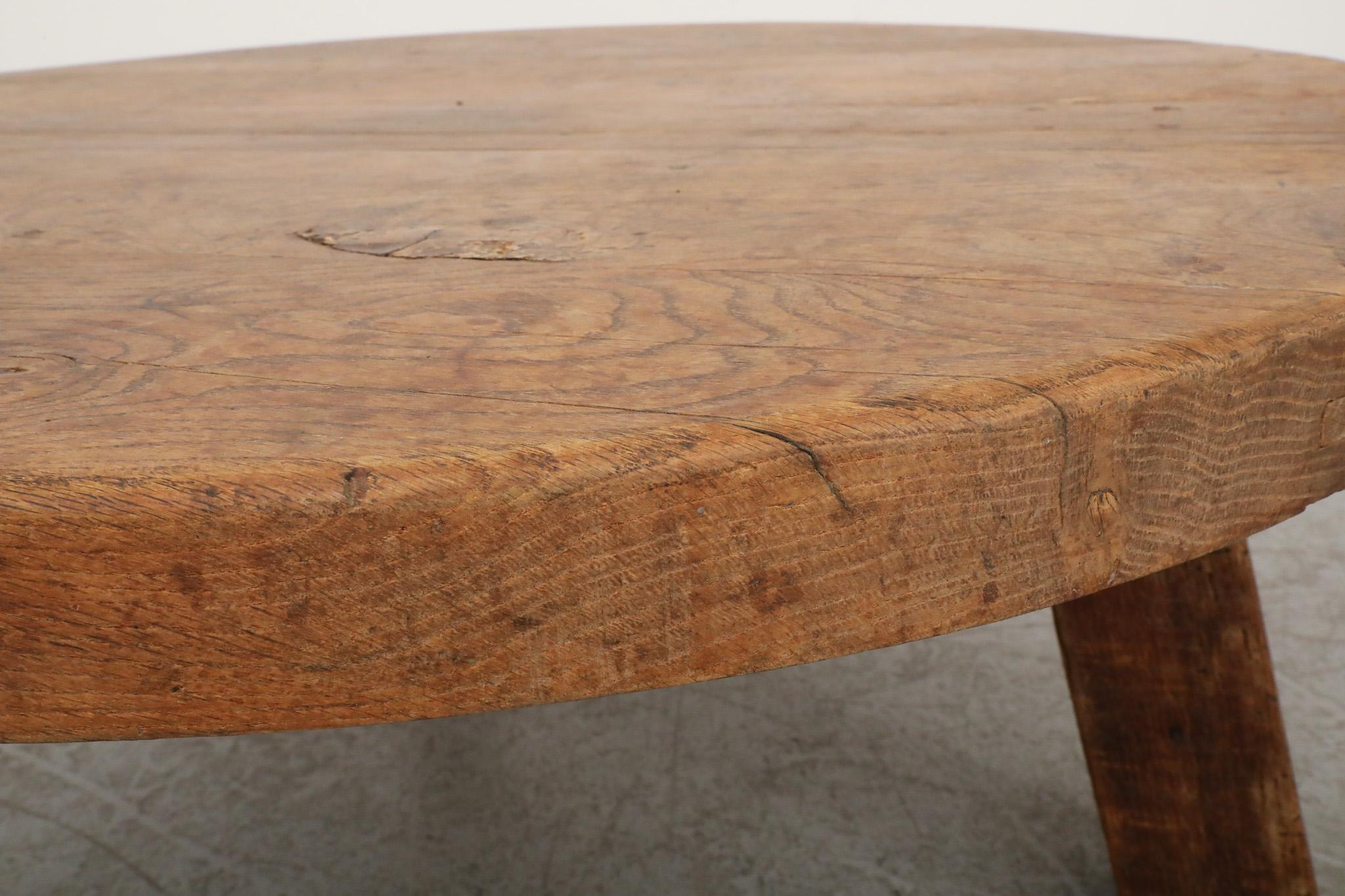 Pierre Chapo Inspired 1960s Hand Waxed Brutalist Oak Coffee Table 2
