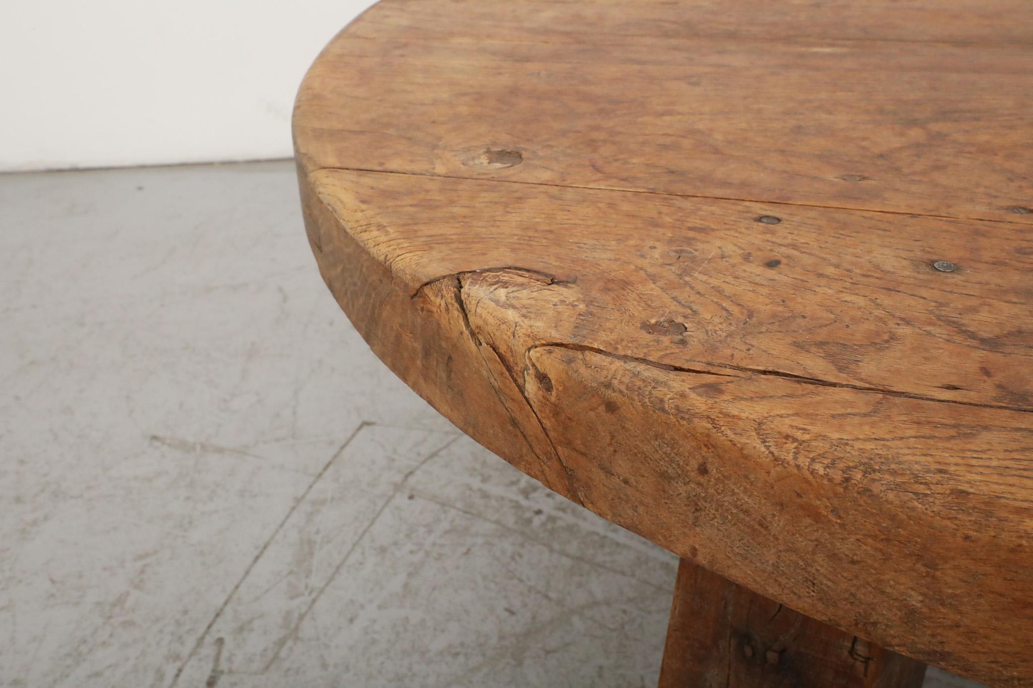 Pierre Chapo Inspired 1960s Hand Waxed Brutalist Oak Coffee Table 3
