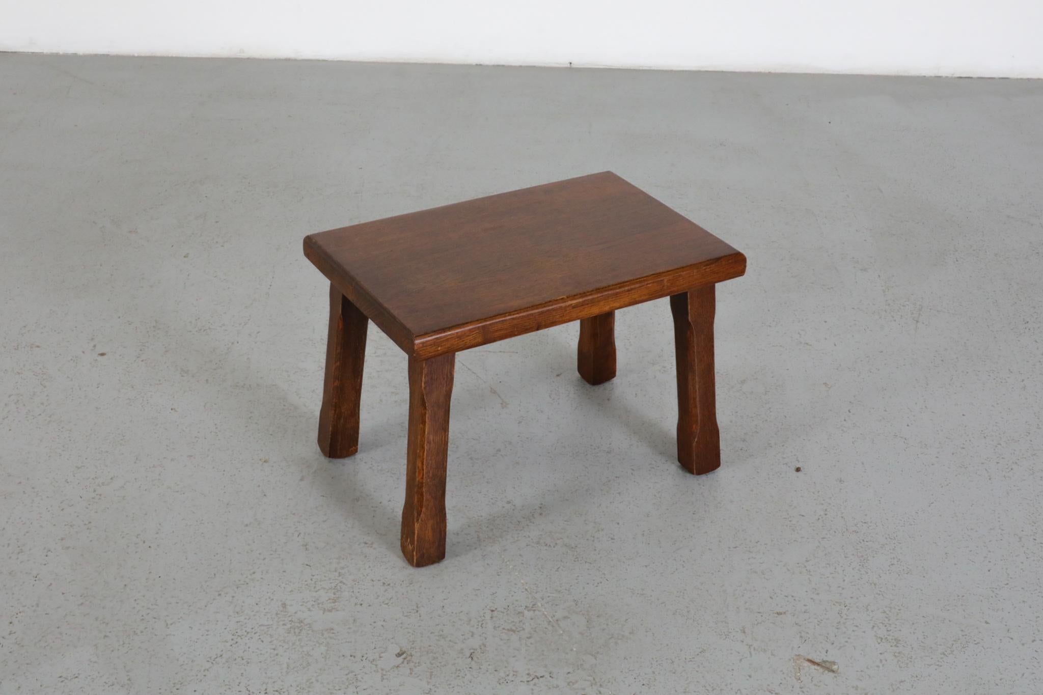 Pierre Chapo Inspired Brutalist Dark Oak Side Table, Plant Stand or Stool For Sale 4