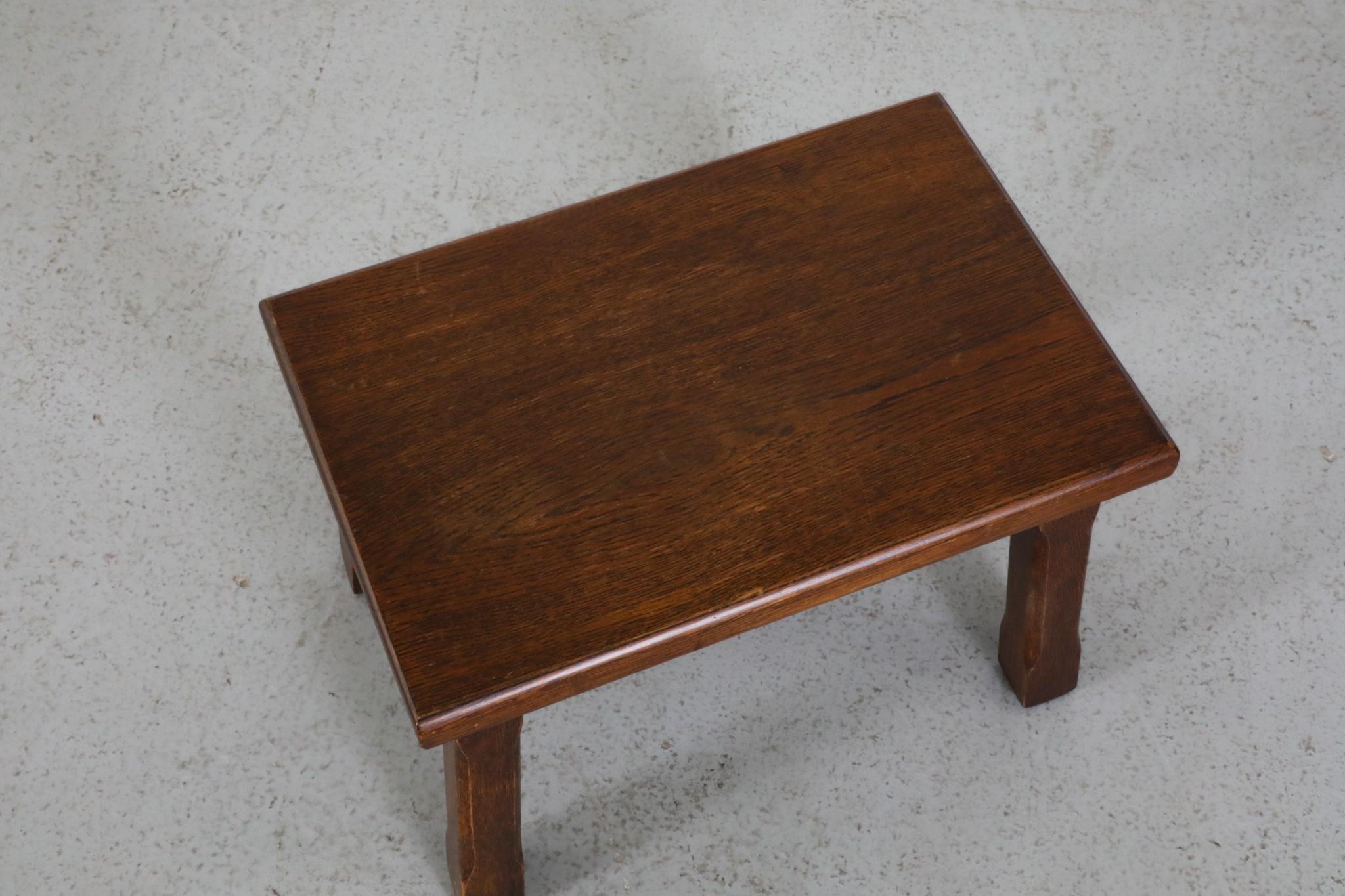 Pierre Chapo Inspired Brutalist Dark Oak Side Table, Plant Stand or Stool For Sale 5