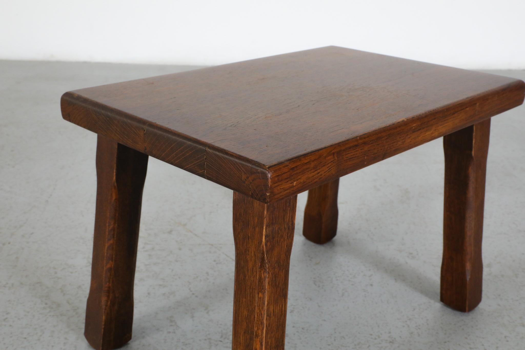 Pierre Chapo Inspired Brutalist Dark Oak Side Table, Plant Stand or Stool For Sale 6