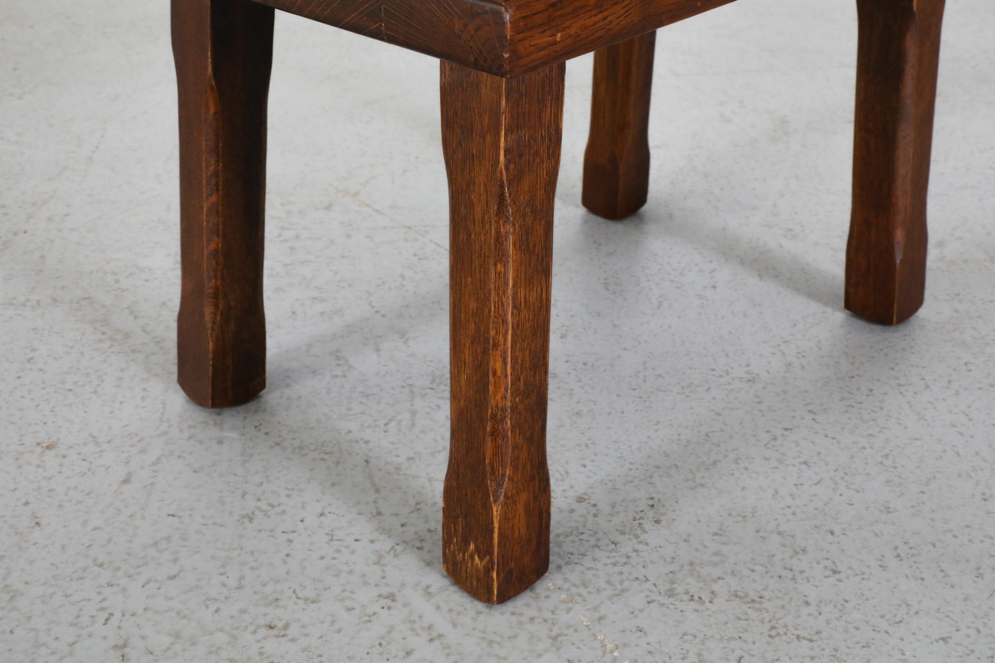 Pierre Chapo Inspired Brutalist Dark Oak Side Table, Plant Stand or Stool For Sale 7
