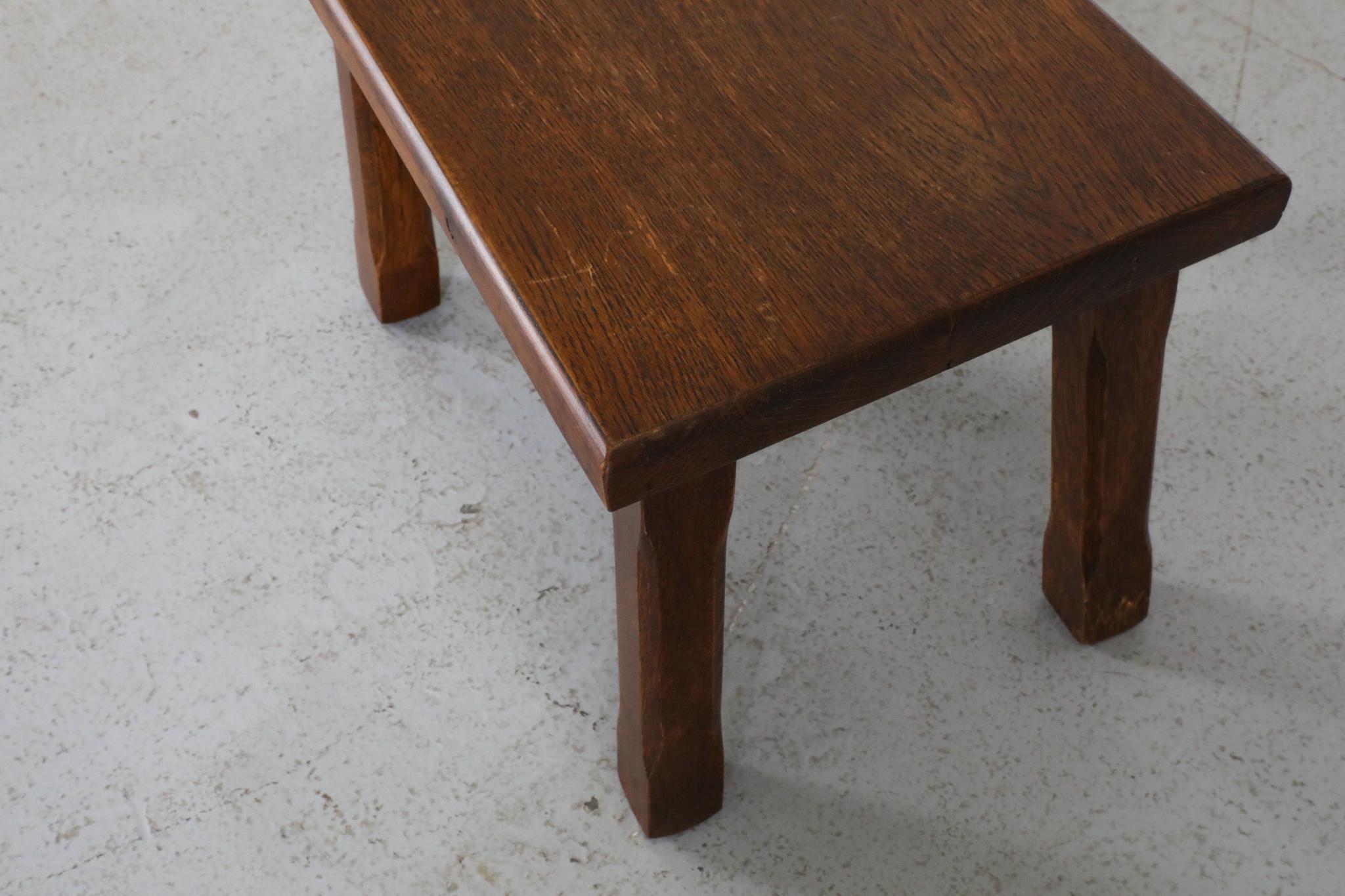 Pierre Chapo Inspired Brutalist Dark Oak Side Table, Plant Stand or Stool For Sale 8
