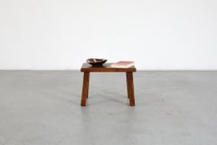Pierre Chapo Inspired Brutalist Dark Oak Side Table, Plant Stand or Stool