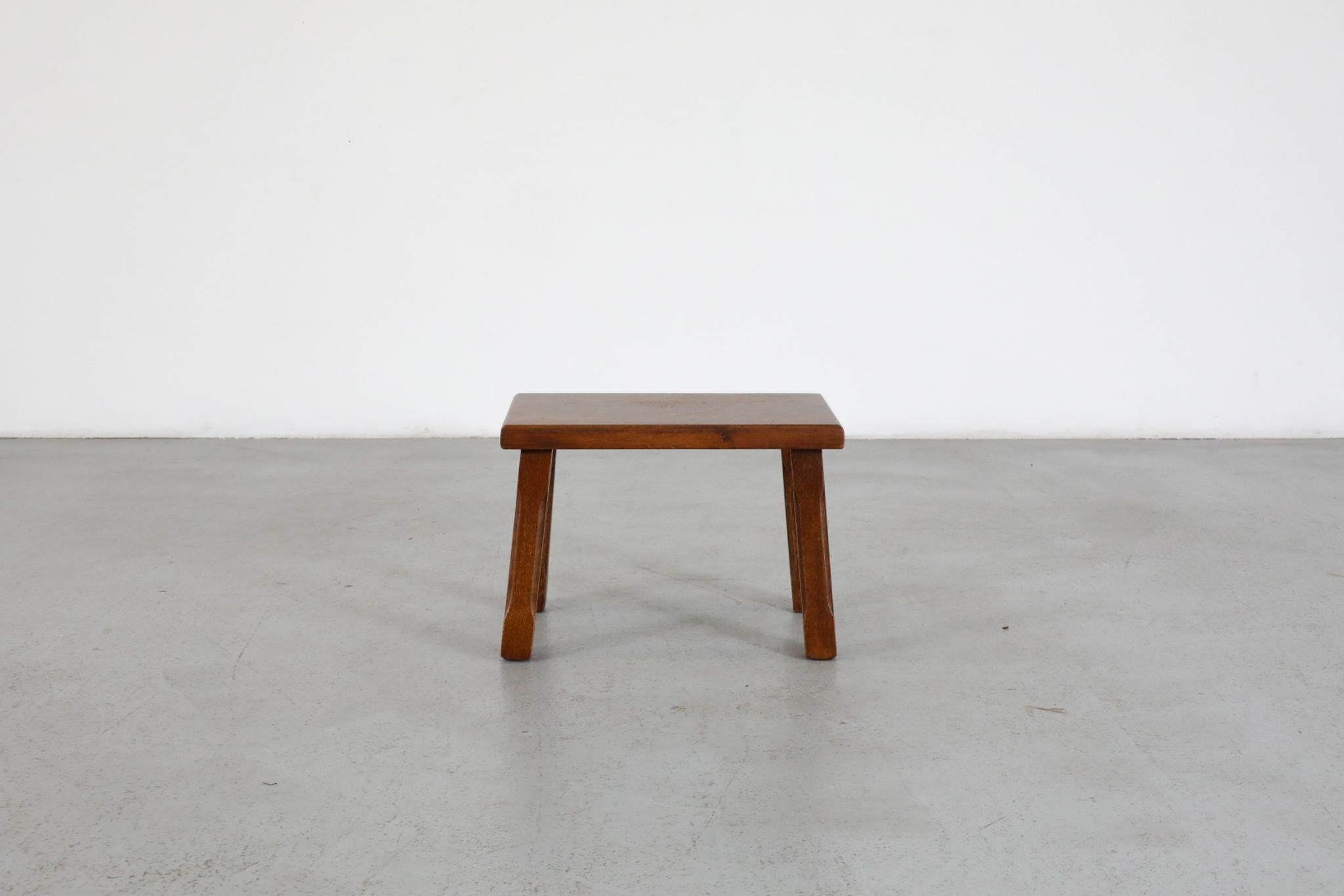 Dutch Pierre Chapo Inspired Brutalist Dark Oak Side Table, Plant Stand or Stool For Sale