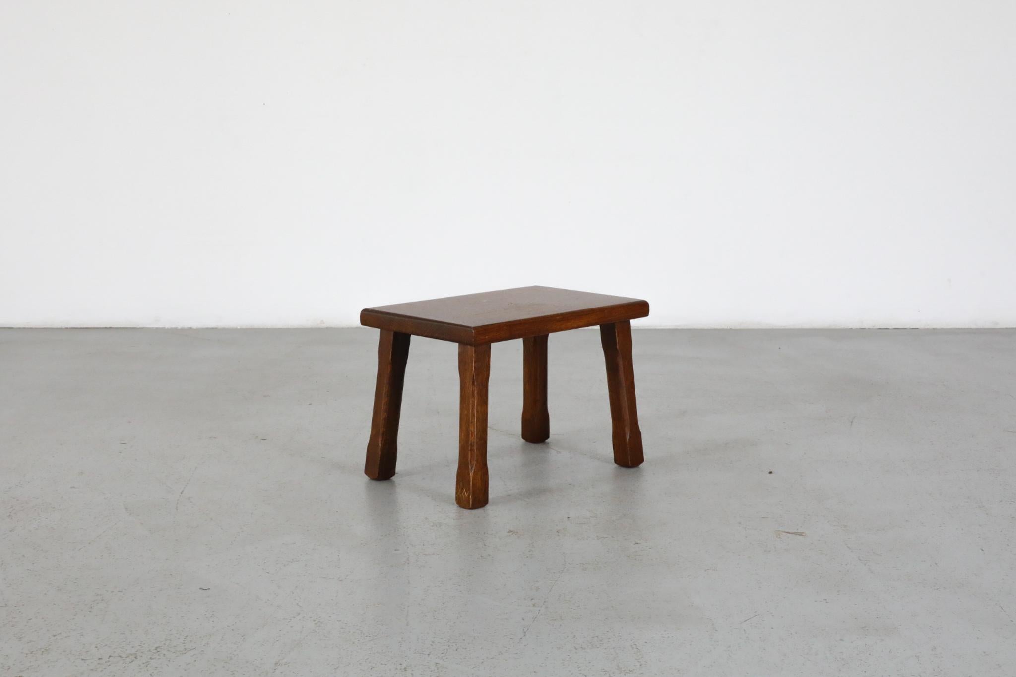 20th Century Pierre Chapo Inspired Brutalist Dark Oak Side Table, Plant Stand or Stool For Sale