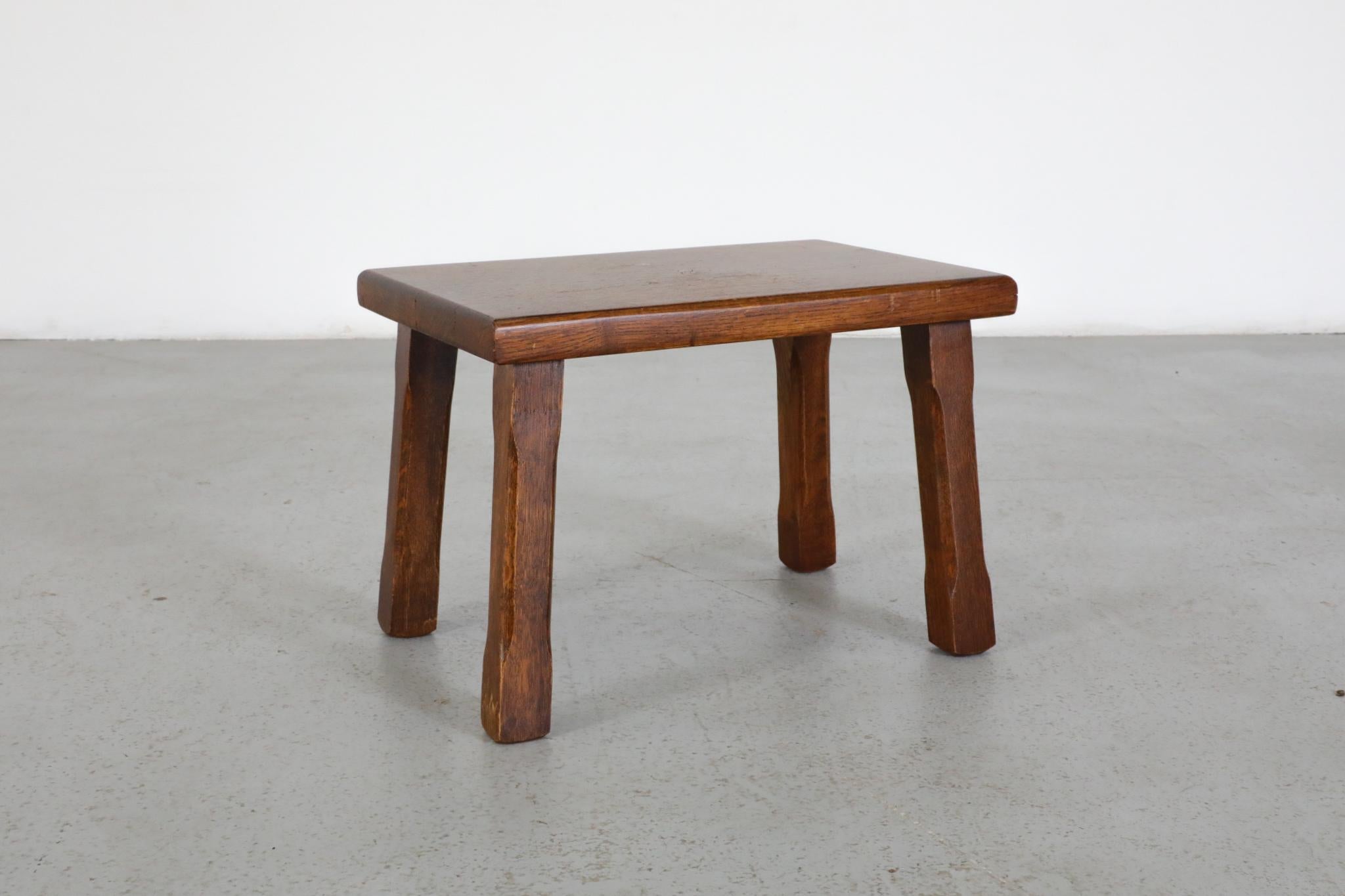 Pierre Chapo Inspired Brutalist Dark Oak Side Table, Plant Stand or Stool For Sale 1