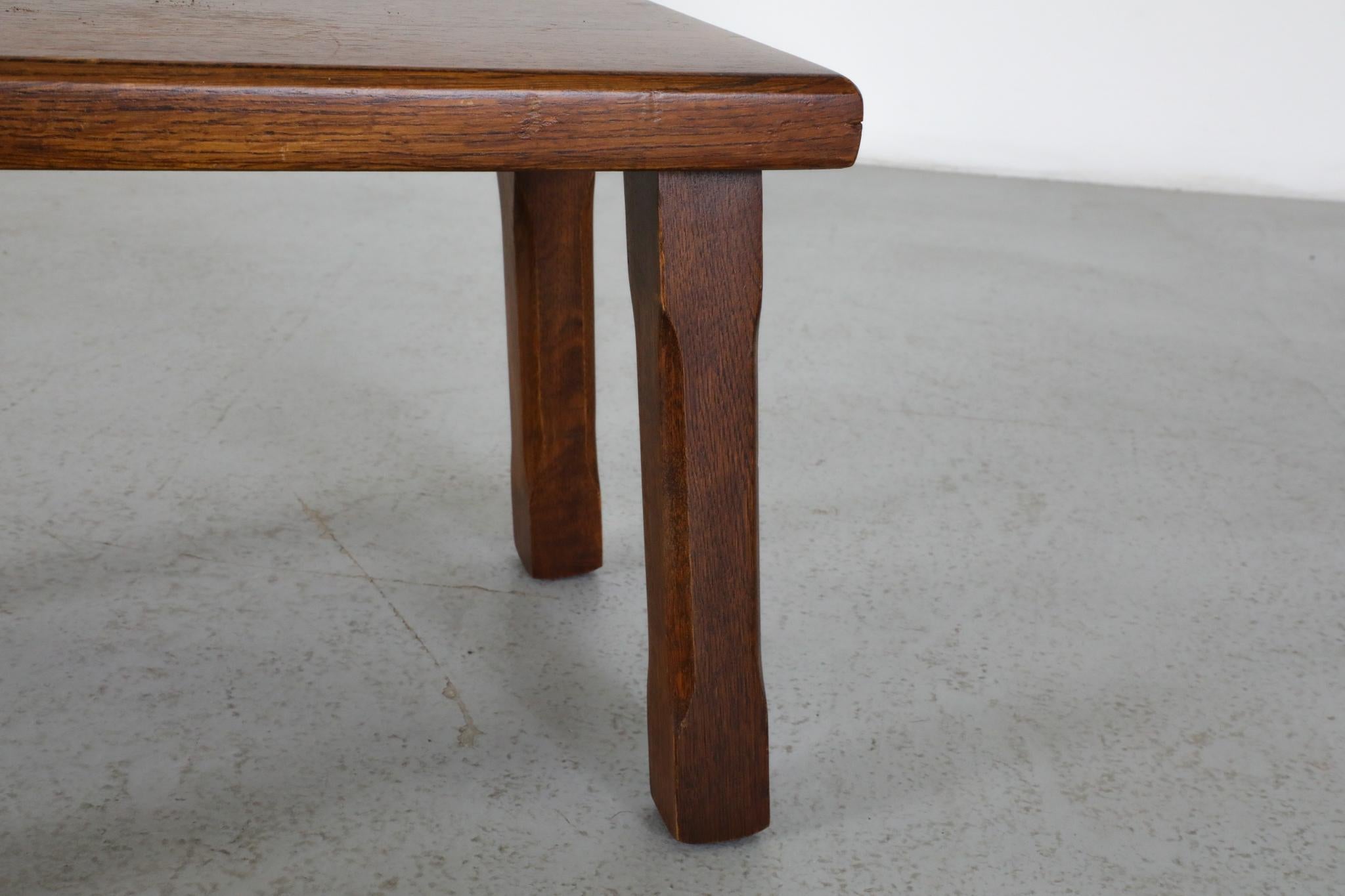 Pierre Chapo Inspired Brutalist Dark Oak Side Table, Plant Stand or Stool For Sale 3
