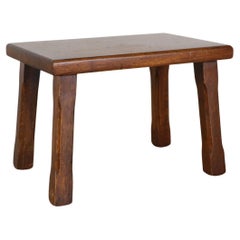 Pierre Chapo Inspired Brutalist Dark Oak Side Table, Plant Stand or Stool