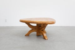Pierre Chapo Inspired Brutalist Golden Oak Triangular Side Table with Thick Top