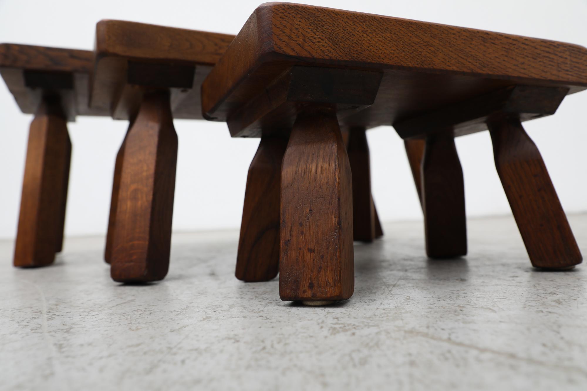 Pierre Chapo Inspired Brutalist Nesting Tables with Short Legs 8