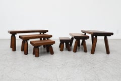 Pierre Chapo Inspired Brutalist Nesting Tables with Short Legs