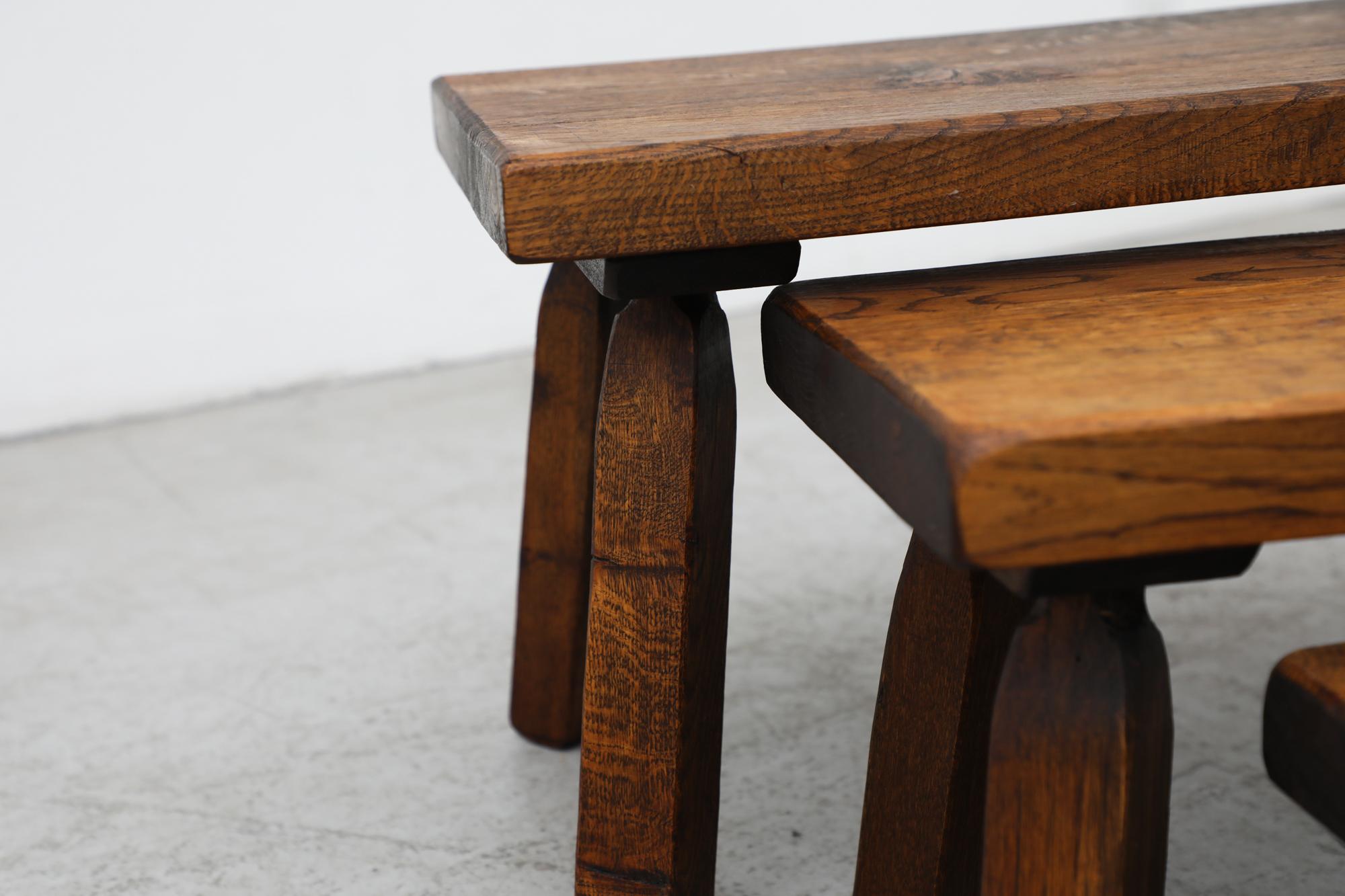 Pierre Chapo Inspired Brutalist Nesting Tables with Short Legs 13
