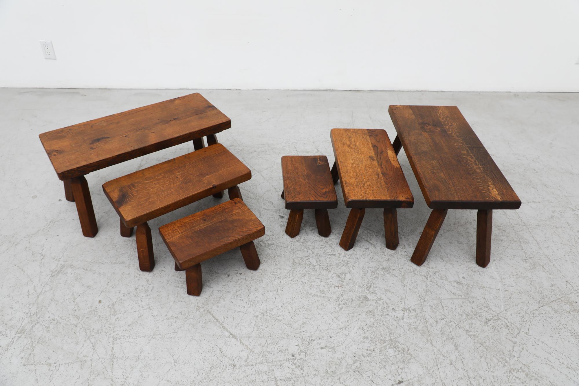 Dutch Pierre Chapo Inspired Brutalist Nesting Tables with Short Legs