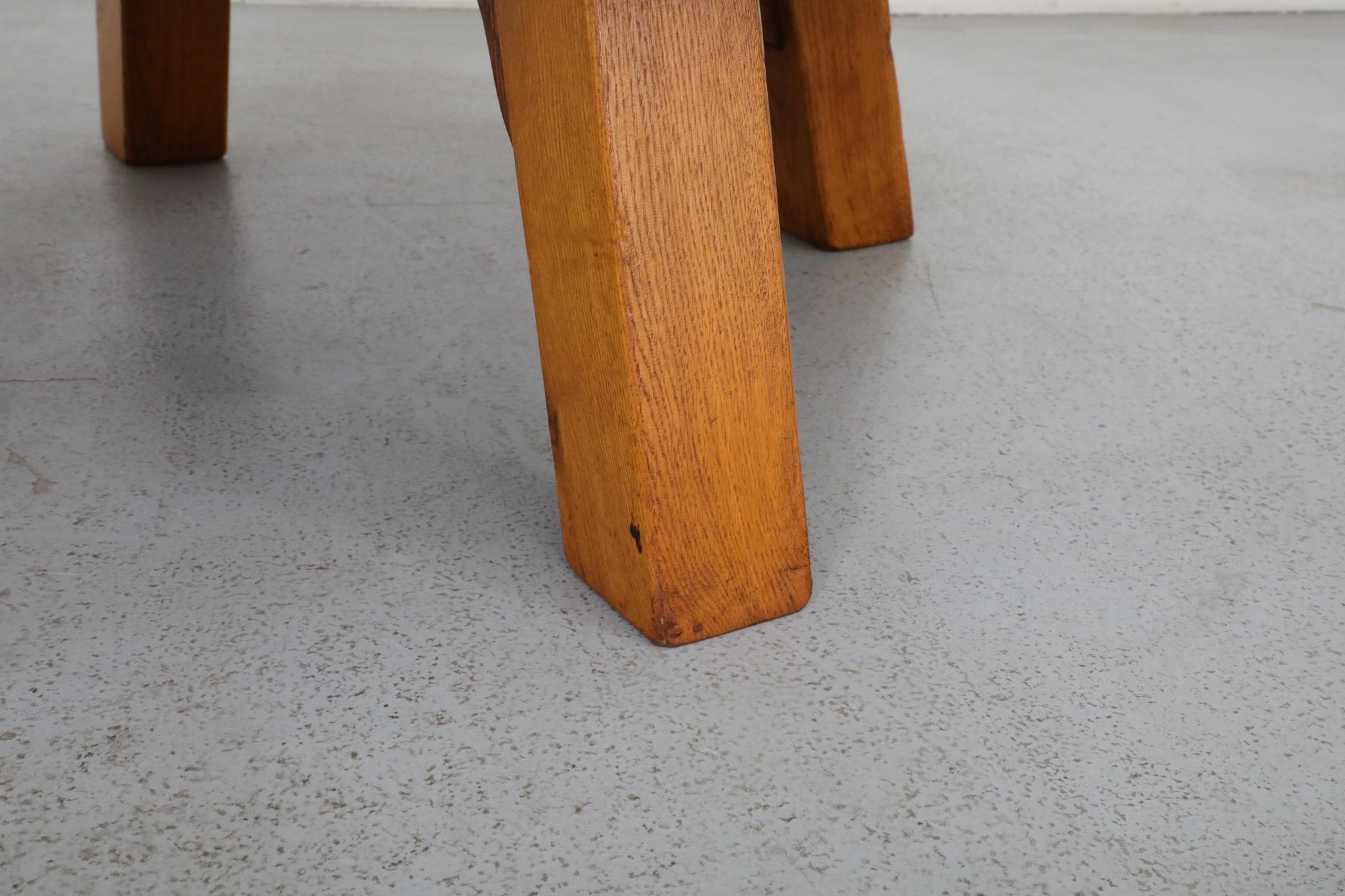 Pierre Chapo Inspired Brutalist Oak Coffee or Side Table 7