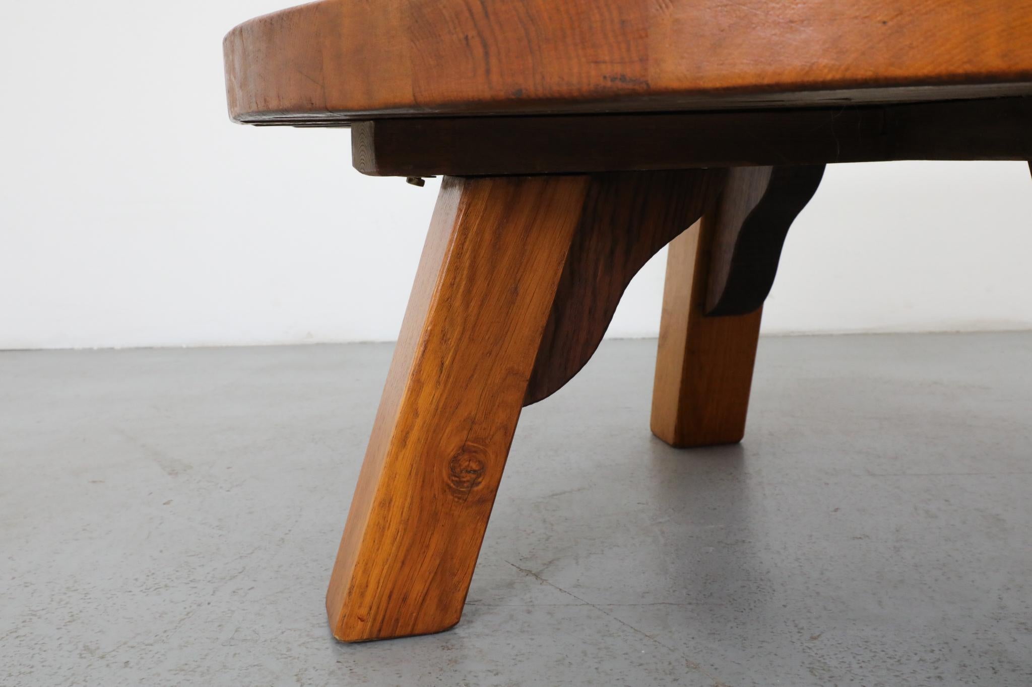 Pierre Chapo Inspired Brutalist Oak Coffee or Side Table 8