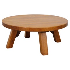 Pierre Chapo Inspired Brutalist Oak Coffee or Side Table