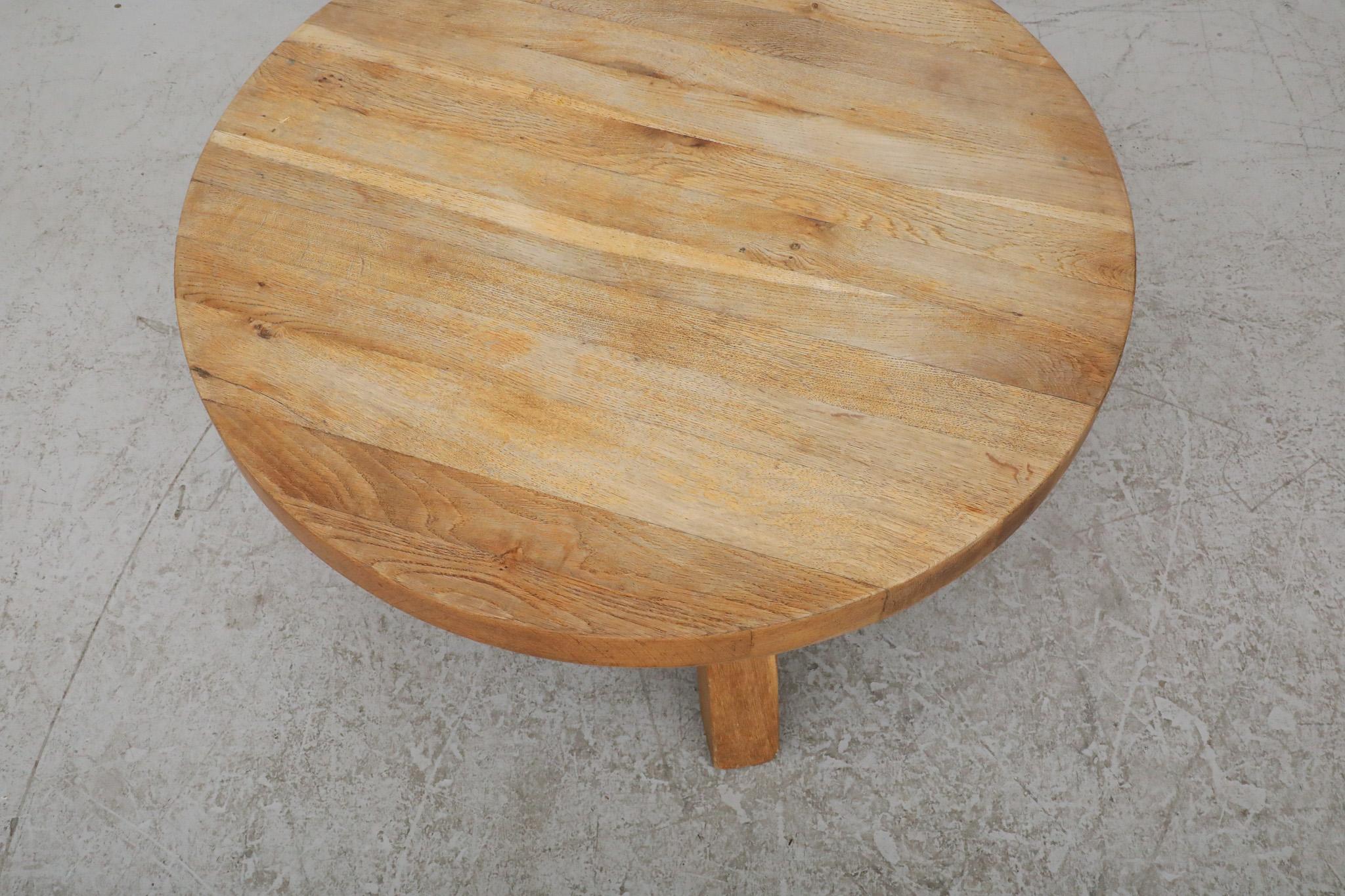 Pierre Chapo Inspired Brutalist Oak Coffee Table For Sale 3