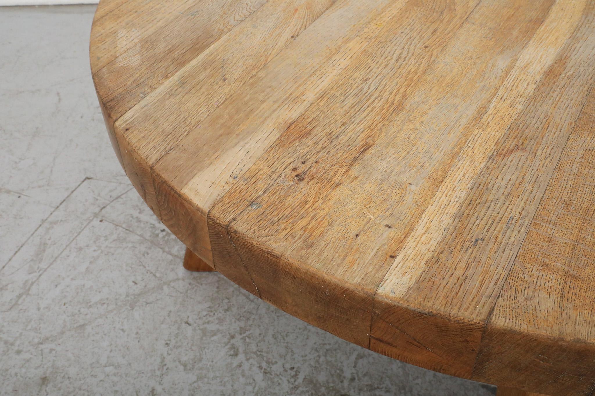 Pierre Chapo Inspired Brutalist Oak Coffee Table For Sale 4