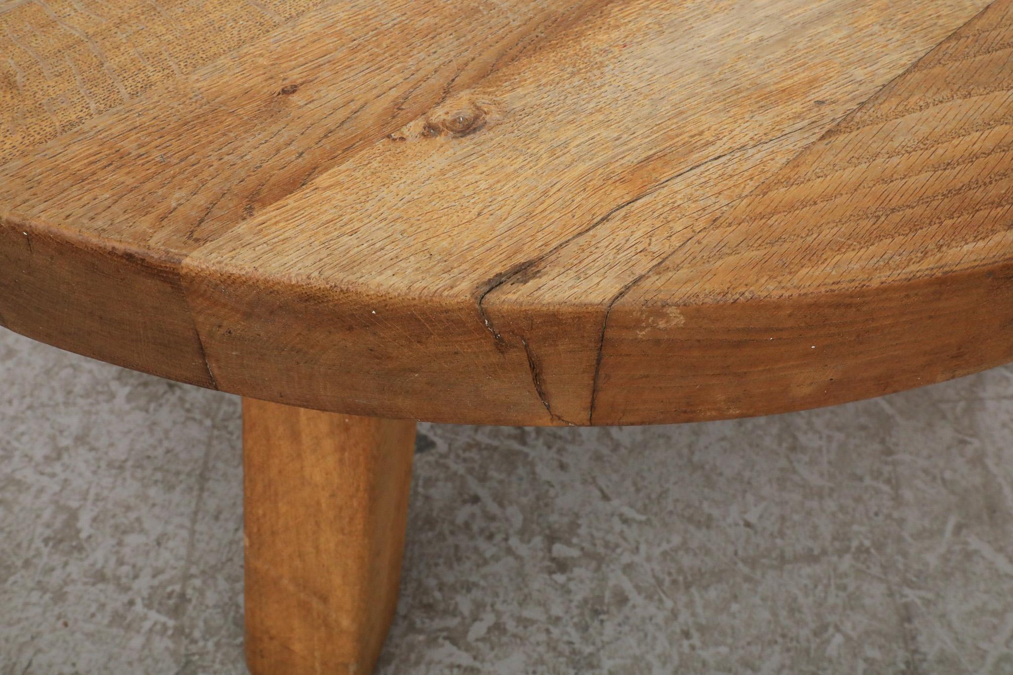 Pierre Chapo Inspired Brutalist Oak Coffee Table For Sale 5