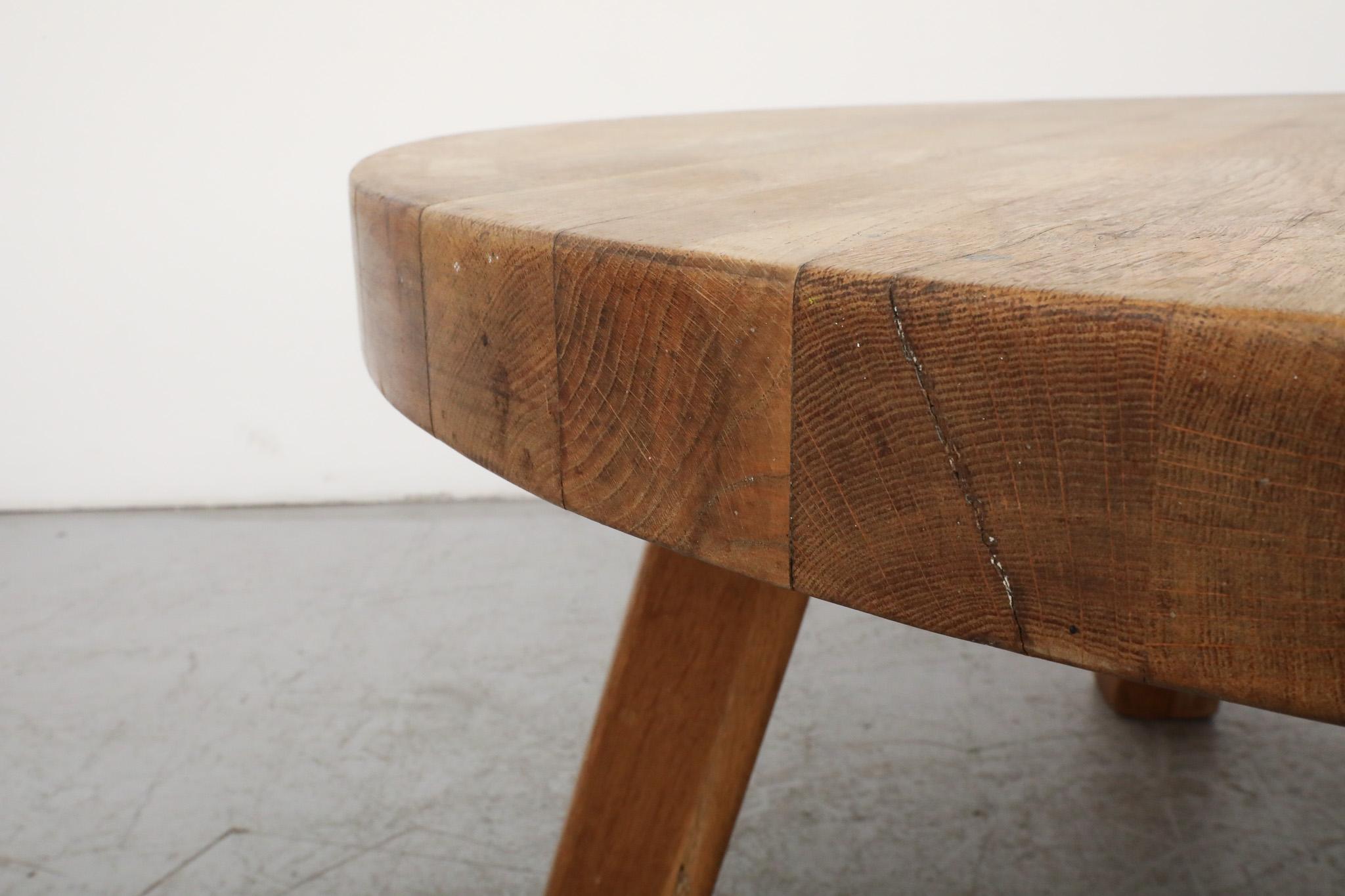 Pierre Chapo Inspired Brutalist Oak Coffee Table For Sale 1