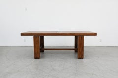 Pierre Chapo Inspired Brutalist Oak Dining Table