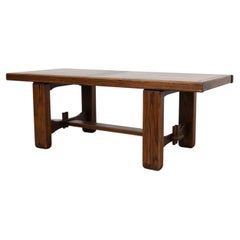 Pierre Chapo Inspired Brutalist Oak Dining Table