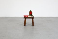 Pierre Chapo Inspired Brutalist Oak Side Table or Stool with Thick Legs